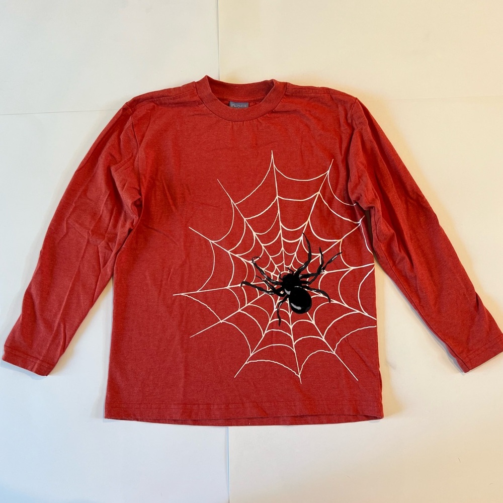 The Children's Place Large 10/12 Halloween Orange Black Spider Spiderweb Shirt